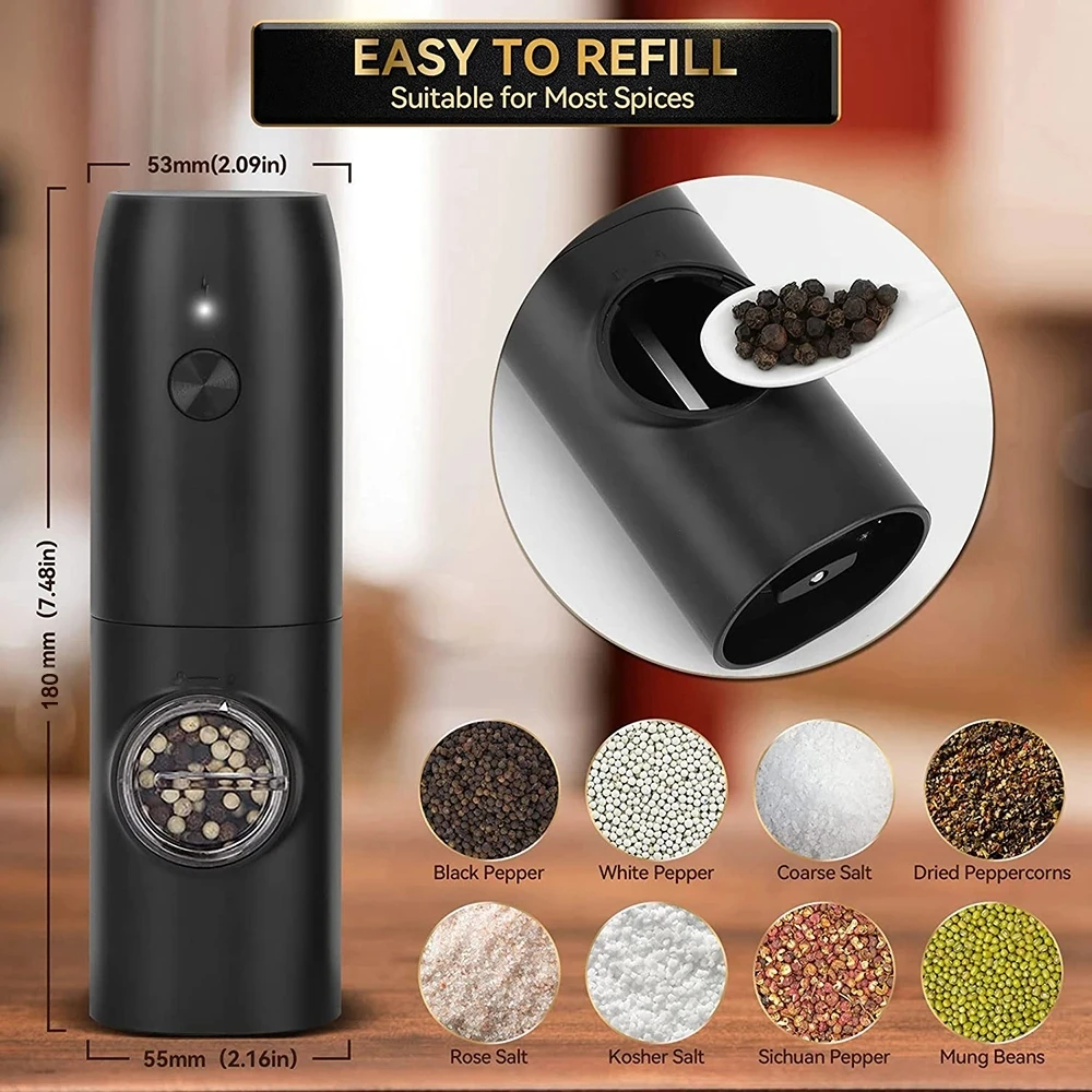 Electric Salt and Pepper Grinder Set Automatic Electronic Battery