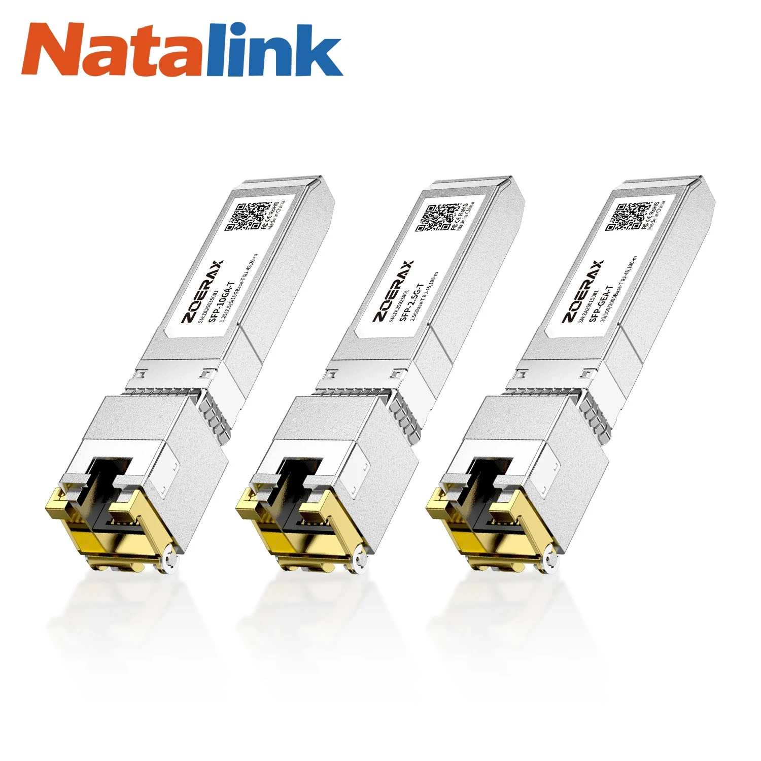 Natalink 10G/2.5/1.25G GBASE-T SFP+ to RJ45 CAT.6a Transceiver Module Auto-Negotiation Ethernet Module SFP+ Copper Cable Adapter sfp transceiver module