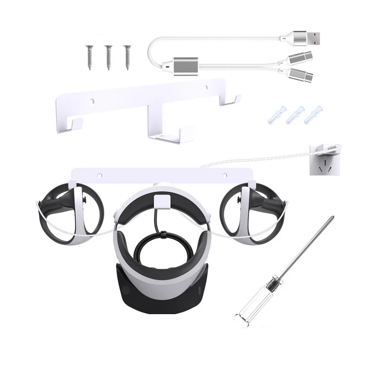 

For PSVR2 Wall Storage Bracket Set for PS5 VR2 Helmet Handle Storage Hangers with Charging Cable