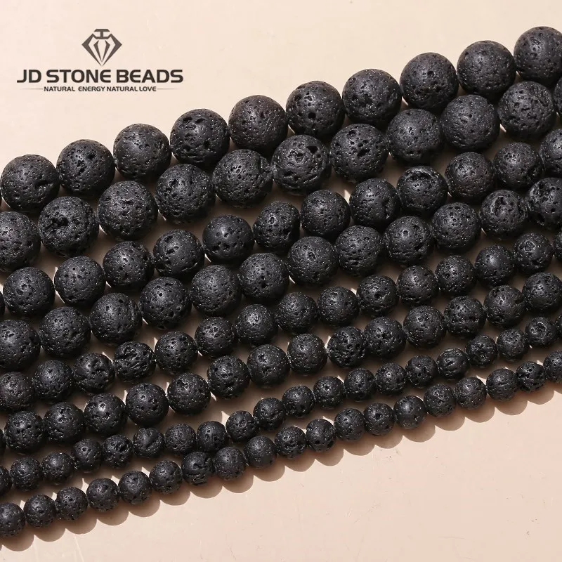 580 Perline Lavica Nera 6 Mm - Pietra Vulcanica Naturale, Foro 1.5 Mm, Fai Da Te - Foto 4