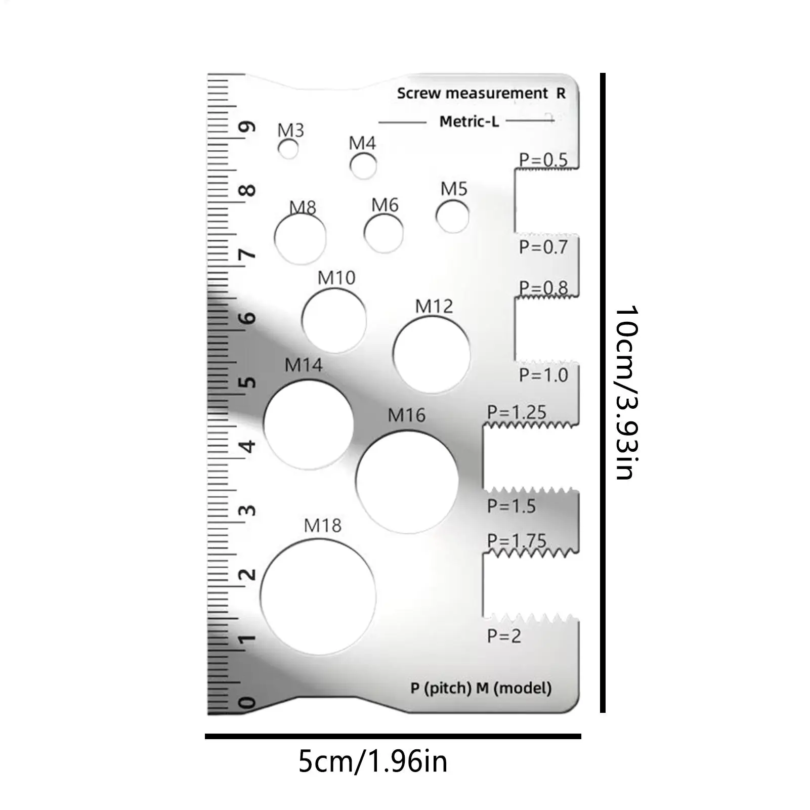 Bolt Thread Checker Bolt and Nut Gauge Screw Measuring Tool Stainless Steel for Hardware Store Electricians Repair Enthusiasts