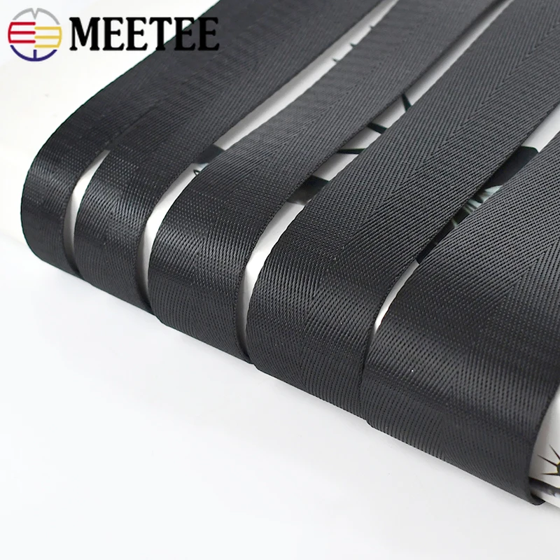 Nylon Webbing Tape 4M 20/25/32/38/50mm Black Herringbone Braid Ribbon for DIYBag Strap