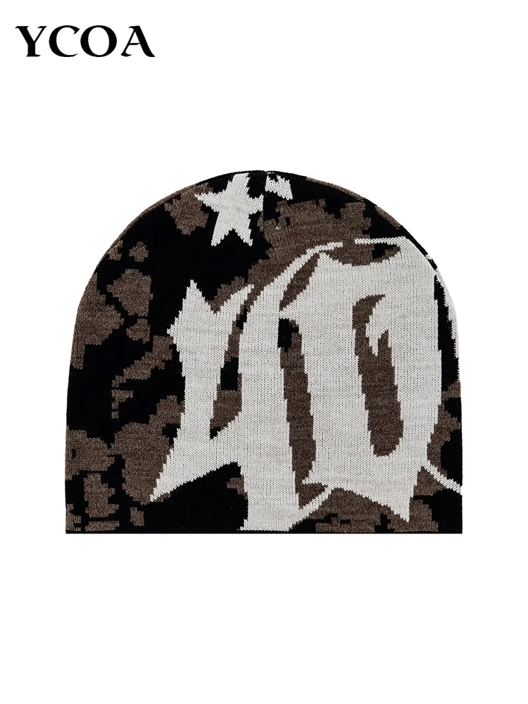 Frauen Beanie Pussycat Luv Jacquard Koreanische Winter Warm Stricken Vintage Y2k Hüte Streetwear Wolle Mode Ästhetischen Unisex Zubehör