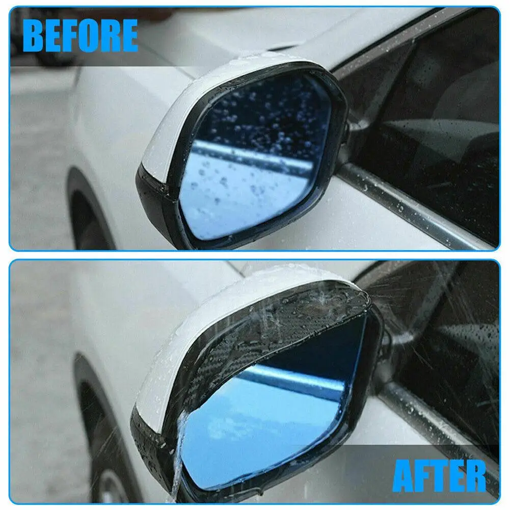 2pcs Car Side Rear View Mirror Rain Eyebrow Visor Carbon Fiber Look Sun Shade Snow Guard Weather Shield Cover Auto Accessories