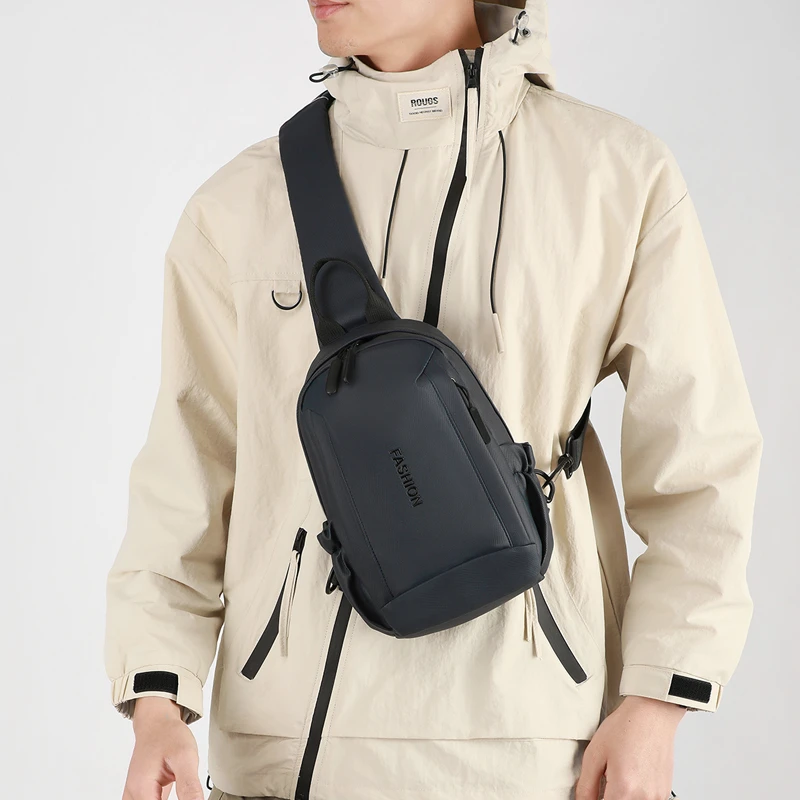 Large capacity men's leisure chest bag | multifunctional shoulder bag, adjustable strap, multi zipper compartment, suitable for