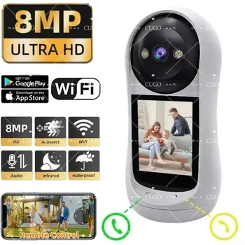 8MP Surveillance IP Camera 2.8 Inch Wifi Vedio IPS Screen Sound Detection HD Smart Home PTZ Cam Baby Monitor Security Protection