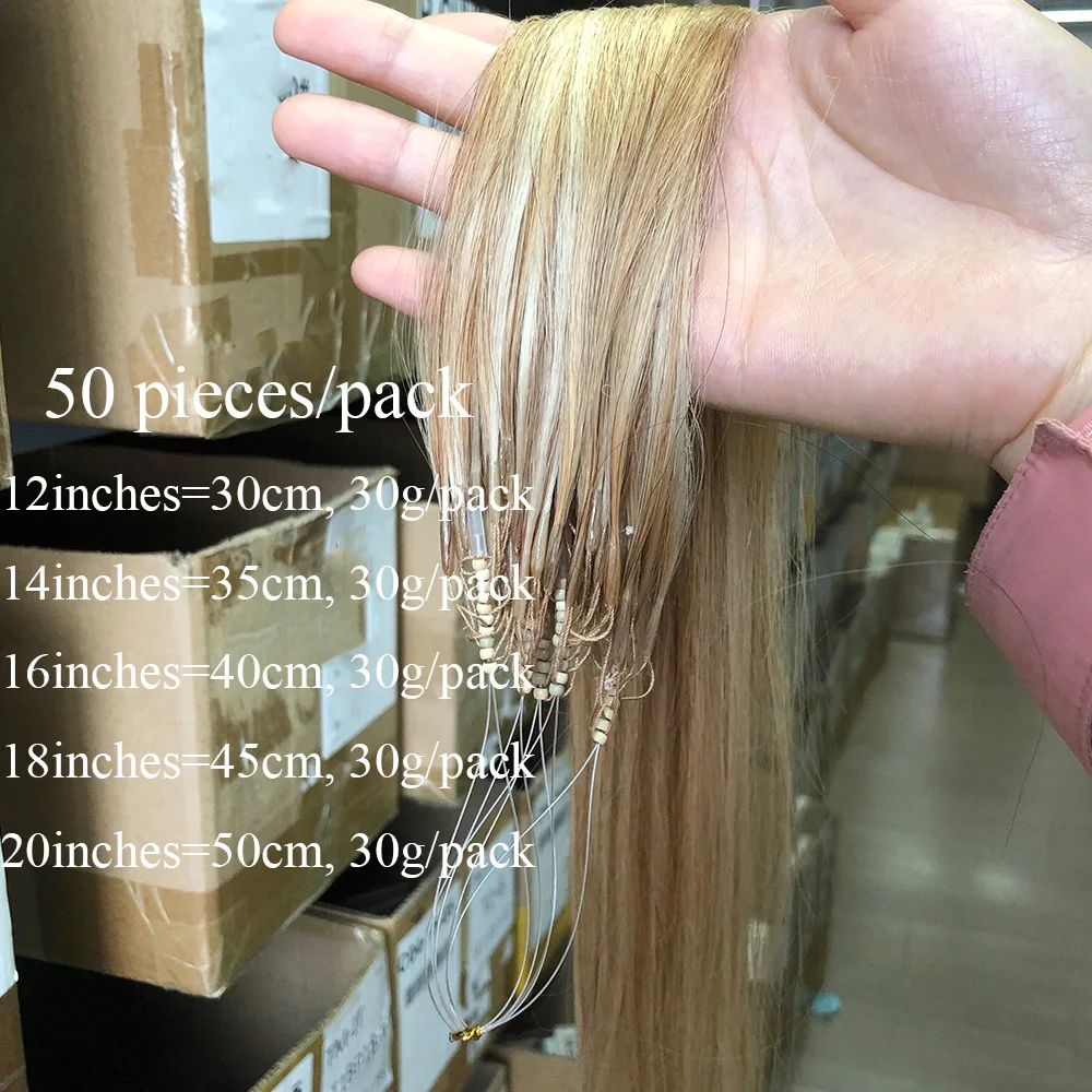 8D Micro Bead Human Hair Extensions 100% Human Hair Highlights Brown Invisible Silicone Nano Ring Bead Extensions