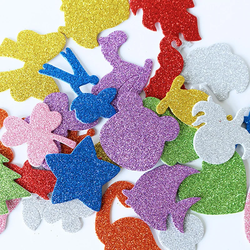 50-250pcs Colorful Glitter Foam Stickers Self Adhesive Stars Hearts Kid's  Arts Craft Supplies Greeting Cards Home Decoration Toy - AliExpress