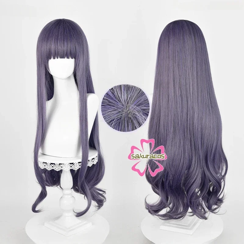 

Anime Card Captor Sakura Tomoyo Daidouji Cosplay Wig 84cm Purple Grey Cruly Wig Heat Resistant Synthetic Hair Women Wig+Wig Cap