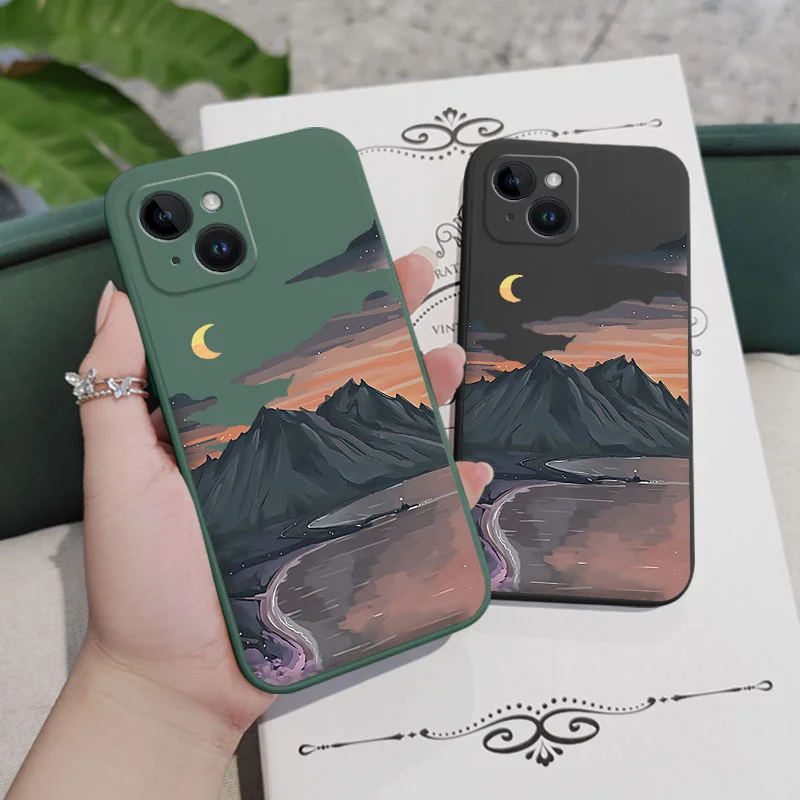 Elegant River-Inspired Silicone Phone Case - Timeless Design Cover