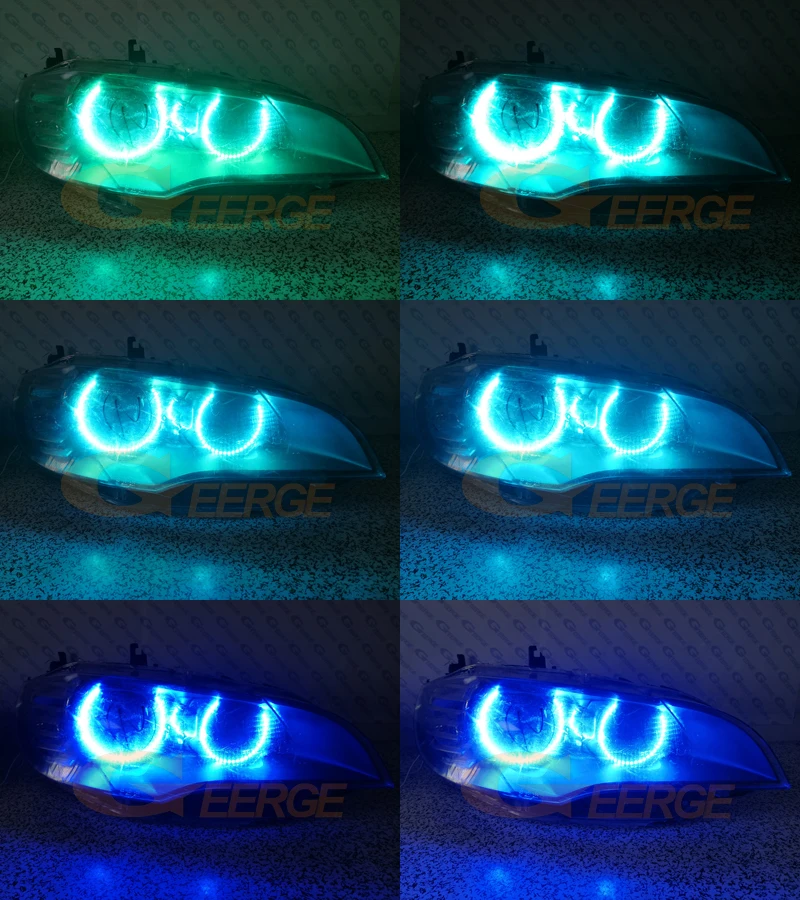 BMW X6 E71 E72 2008-2014용 데이라이트 블루투스 앱 다채로운 색상의 초고휘도 RGB LED 엔젤아이즈 헤일로 링