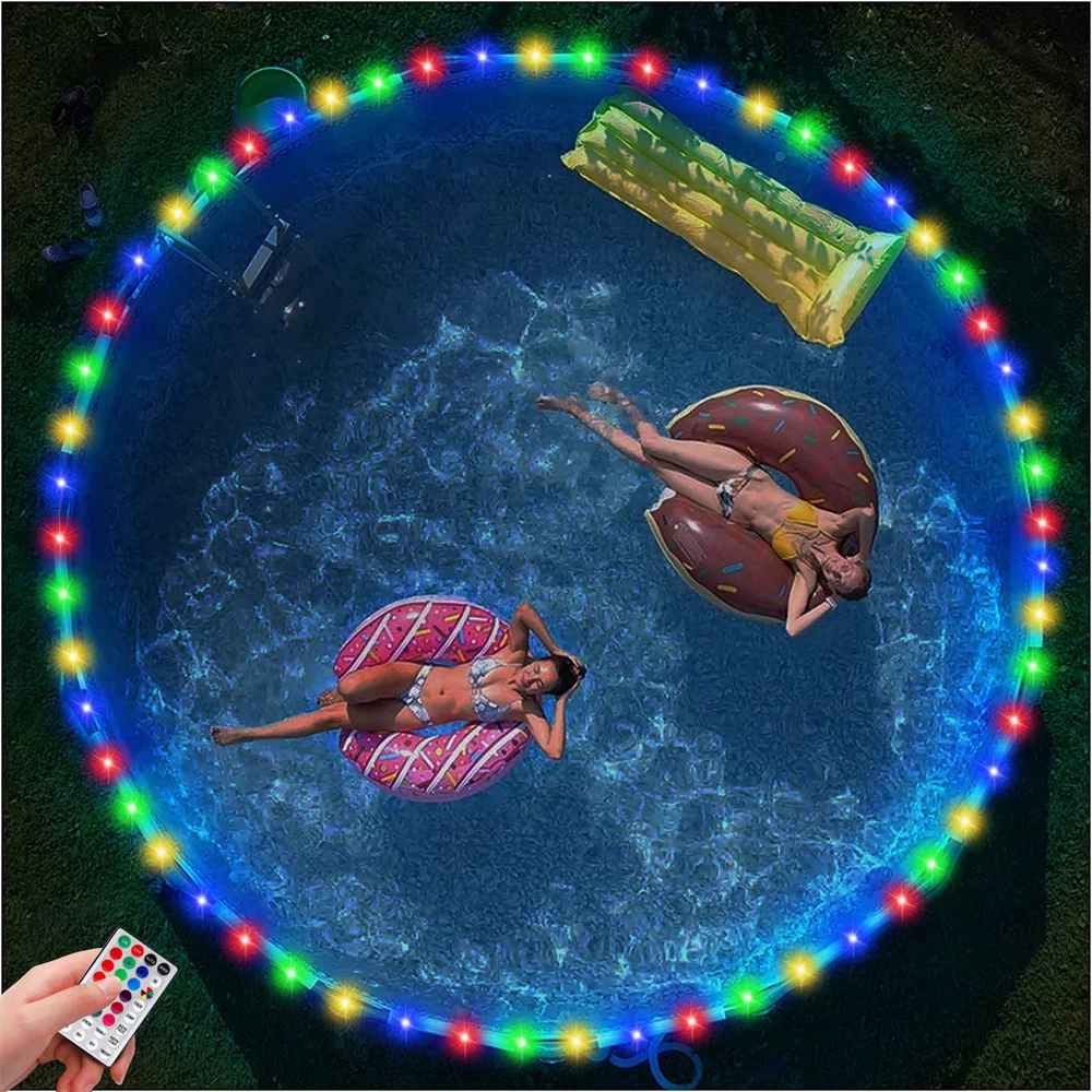 Remote Control Rim Light for Outdoor Pool Color Changing Submersible LED Rim Lights Play at Night Waterproof Trampoline Lights