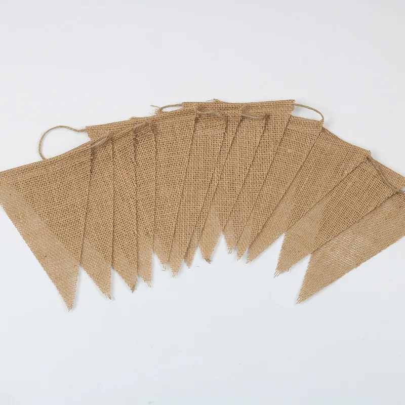 3m Vintage Jute Burlap Bunting Pennants Festival Birthday Party Wedding Hanging Flags Indoor Outdoor Garland Banners Decorations