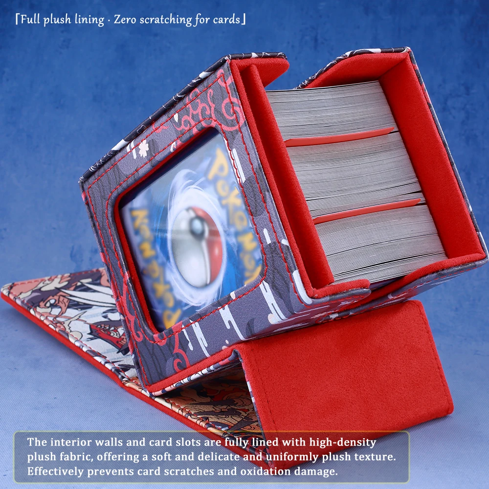 Premium Groudon-Themed PU Leather Card Deck Box – Holds 120+ Sleeved Cards, Portable Card Storage, Perfect Gift for Collectible Card Game Enthusiasts