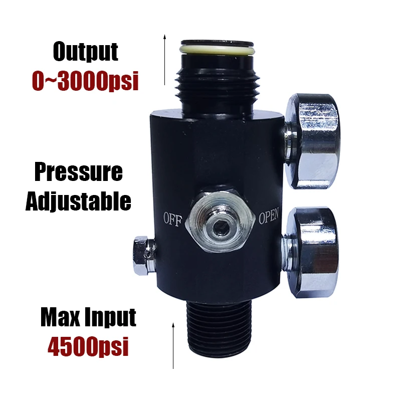 New HPA Regulator Dual Gauge Adjustable Pneumatic Fill Station Air Valve  Regulated Output 0 to 3000psi M18*1.5, 5/8