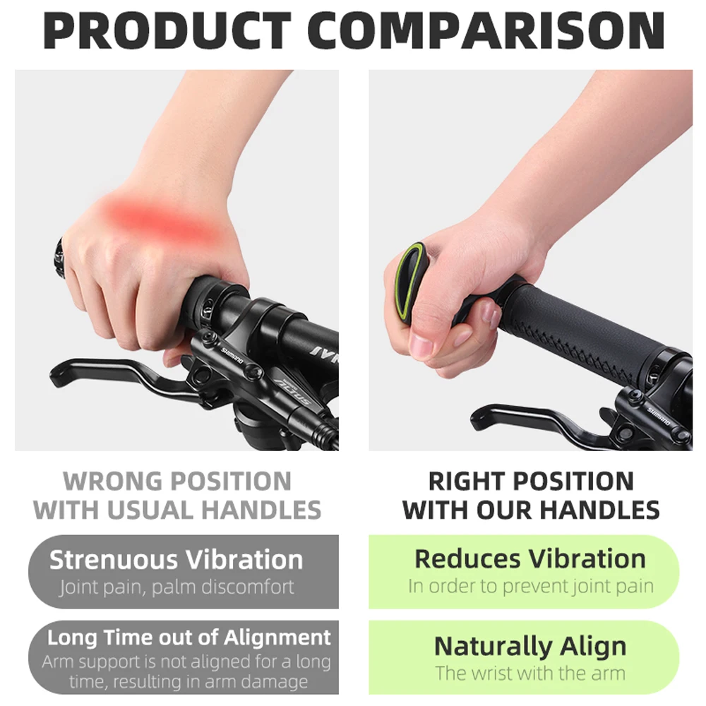 Bicycle Handlebar Grips Comfortable Fluorescence Bicycle Bar Ends Ergonomic Design Nylon Cycling Accessory