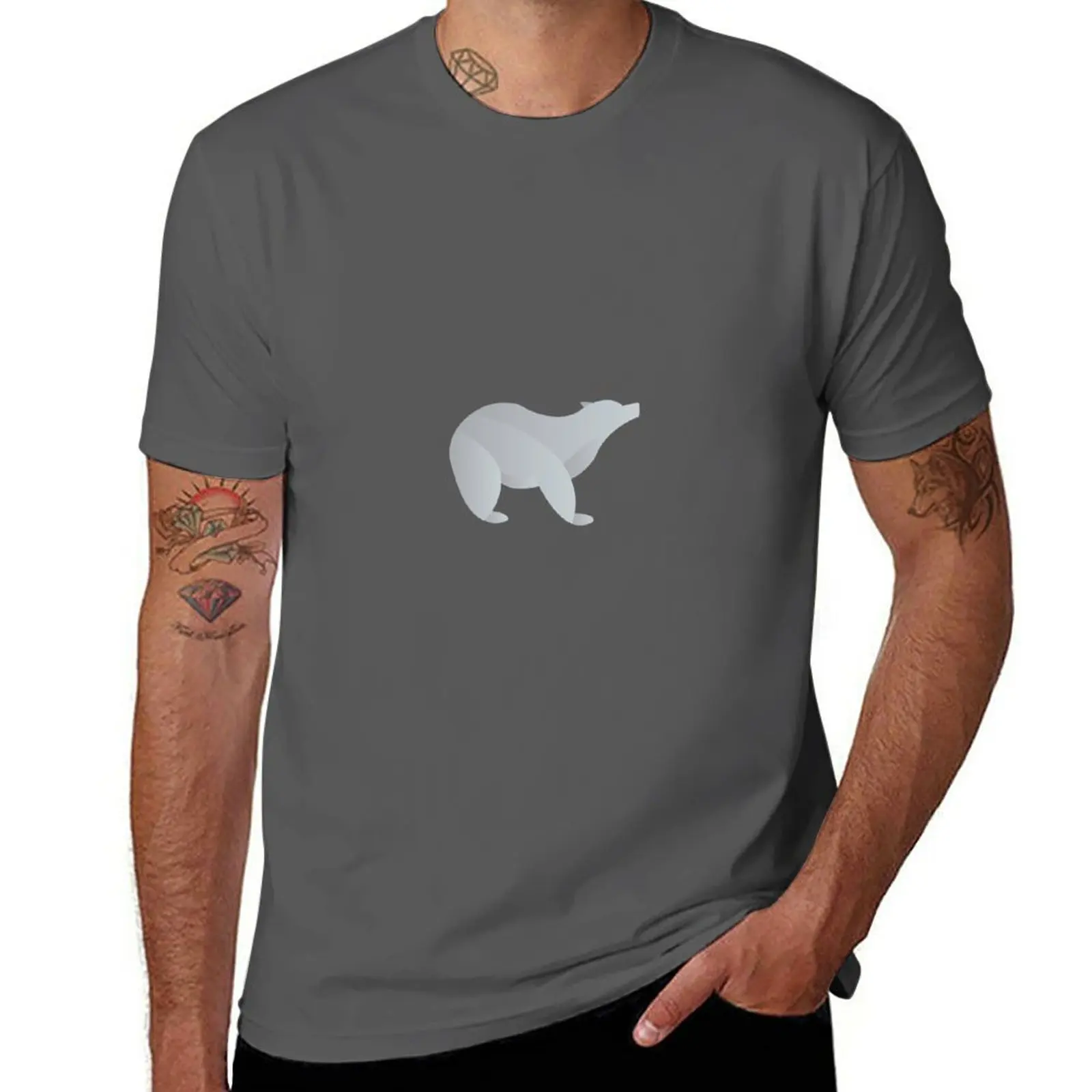 

Новая Минималистичная футболка с изображением белого медведя, летняя одежда аниме, футболка, мужская одежда