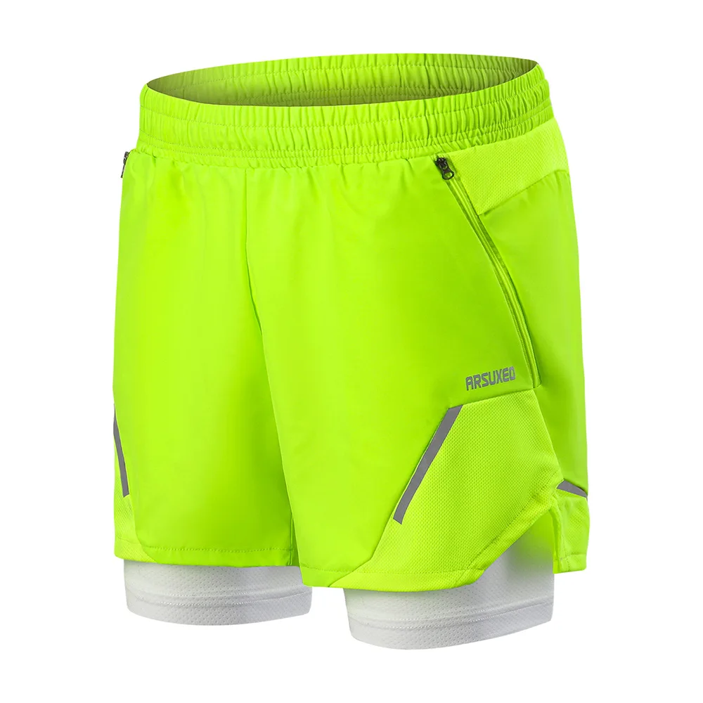 ARSUXEO-Short de course 2 en 1 pour homme, vêtement de sport, de gym, de crossfit, de fitness, de jogging, d'entraînement, B210