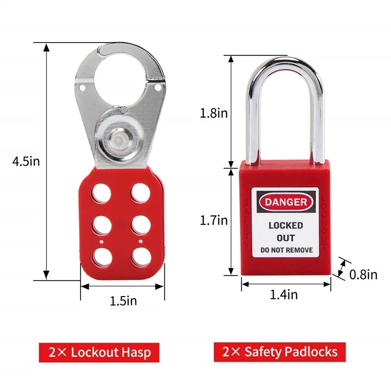 Kit di etiquetaggio per blocco di sicurezza Lucchetti Loto Hasps Lockout Tagout Tag Set di serrature Loto Kit di tag di blocco elettrico per interruttori - immagine 3
