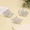 Flower Crystal Crown Hair Comb Hollow Love Heart Children Tiara Headband Wedding Jewelry Hair Styling Accessories 2