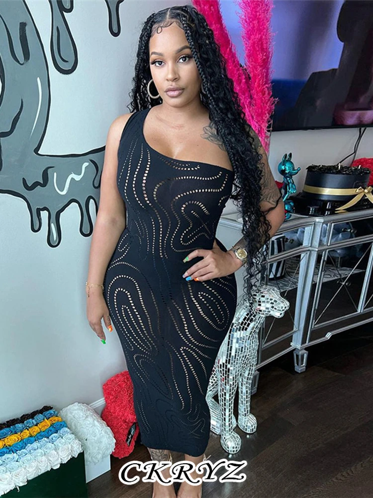 

Ckryz-Женские Сексуальные облегающие платья-миди на одно плечо без рукавов с открытой спиной и открытой спиной, новая мода, Пляжная Клубная одежда Y2K