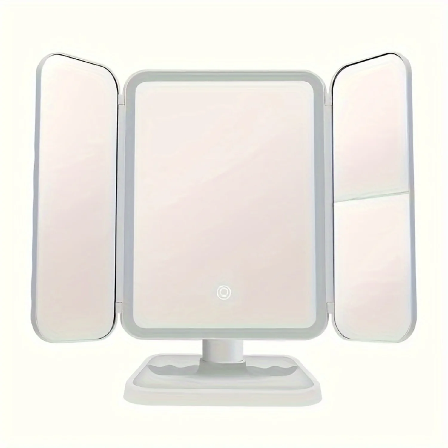 Tri-Fold LED Makeup Mirror with Stand & 3 Color Lighting, Screen Dimming and Women Gift 5
