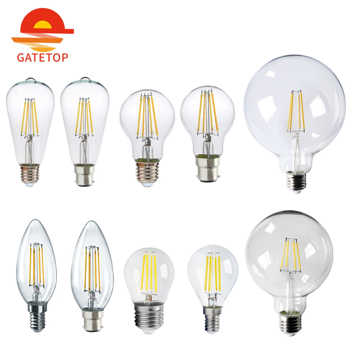 

LED Filament Bulb Retro Edison AC220V E27 E14 B22 Lamp Light Bulb C35 G45 A60 ST64 G80 G95 G125 Glass Bulb Vintage Candle Light