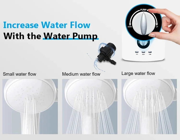 Winter Ice BathODM Built In Water Pump Tankless Bathroom Hot Shower Instant Electric Water Heater With 30w Mini Booster Pump