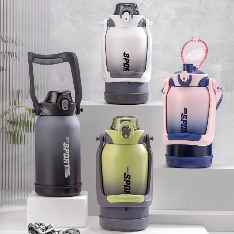 

PINKAH New Large Capacity Outdoor Sports Thermos Cup Portable Vacuum Insulation Kettle 316 Stainless Steel Gradient Color Kettle