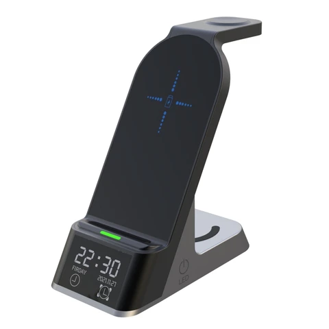 Magnetic Wireless Charger 15W for iphone Android Multiple Devices LED Display USB 5W with Alarm Clock Durable