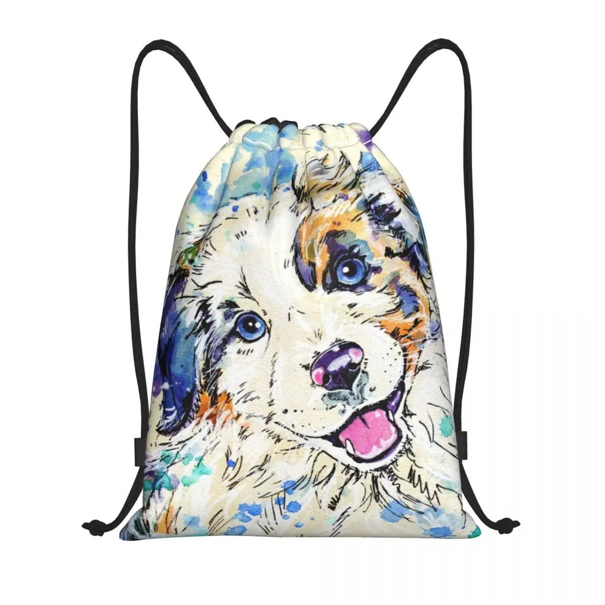 

Custom Australian Shepherd Dog Drawstring Bags for Training Yoga Backpacks Women Men Collie Puppy Sports Gym Sackpack