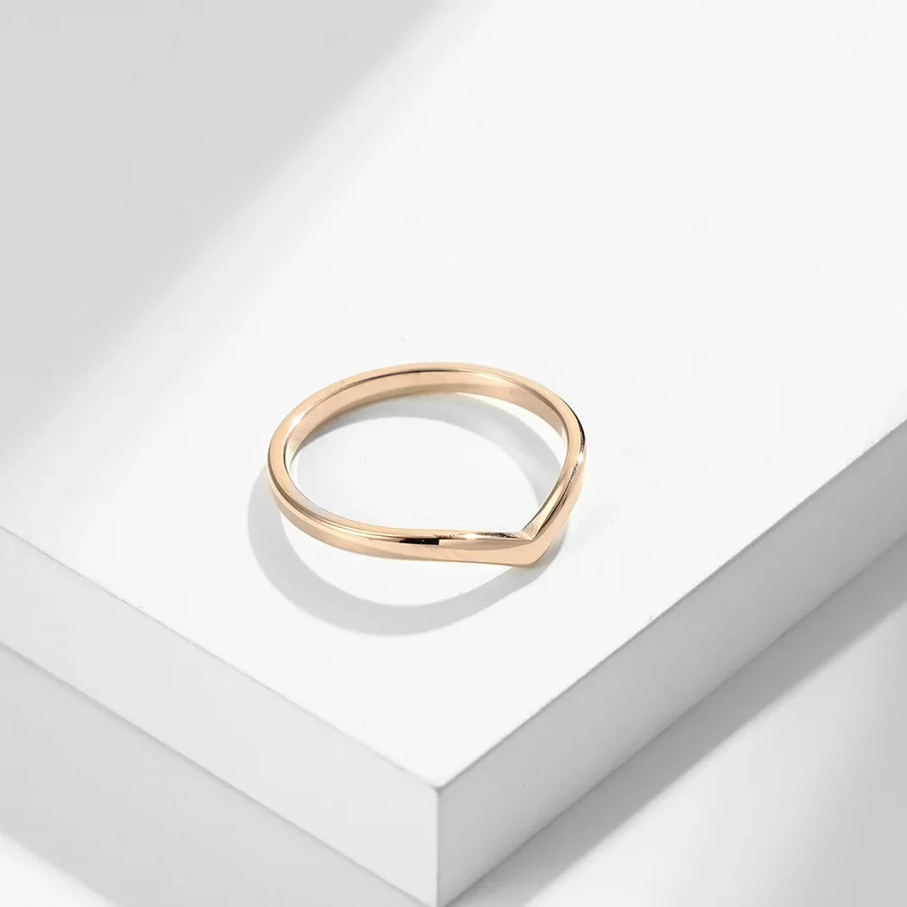 Minimalist Heart Shaped Stainless Steel Female Ring 2mm Thin Style Love Wedding Anniversary Gift Romantic Jewelry