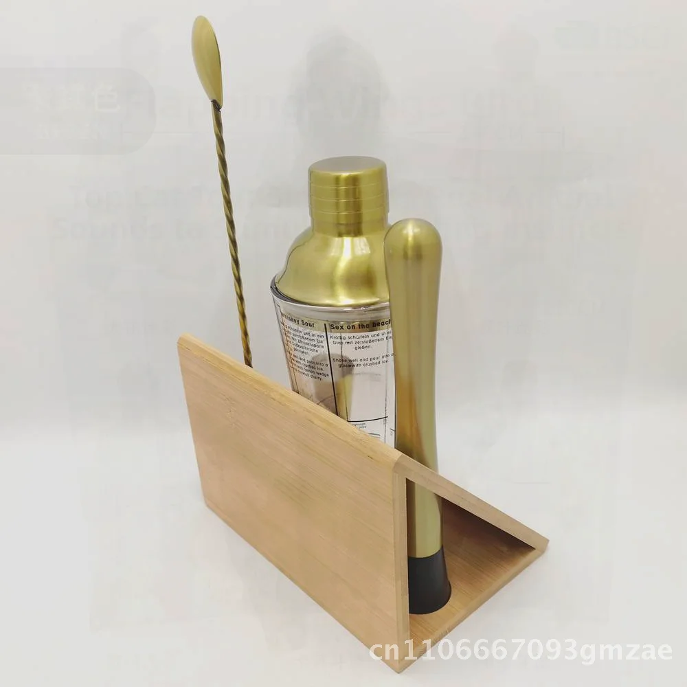 럭셔리 골드 5피스 스테인리스 스틸 칵테일 셰이커 세트 550ml 프리미엄 품질 바 믹싱 도구 레트로 스타일 가정용