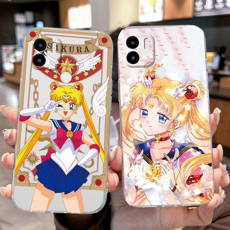Cartoon Anime Navigers Moons Rabbit Girls Cat Phone Case Per Redmi A1 A2 Plus Poco C50 C51 Cover Posteriore In Silicone Trasparente Trasparente