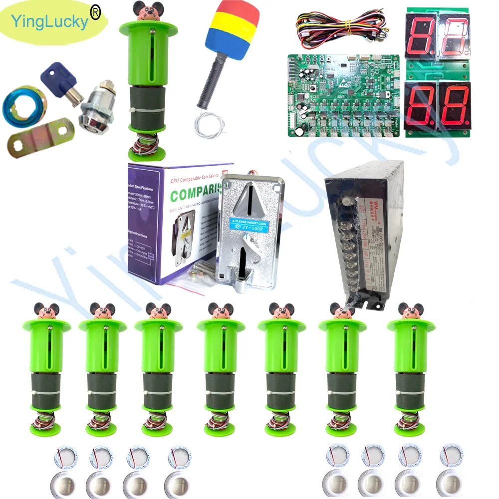 마더보드 포함 히팅 햄스터/개구리 키트, 어린이 동전 작동 게임, 8 타격 헤드, whac-a-mole/개구리 해머 아케이드, 1 세트