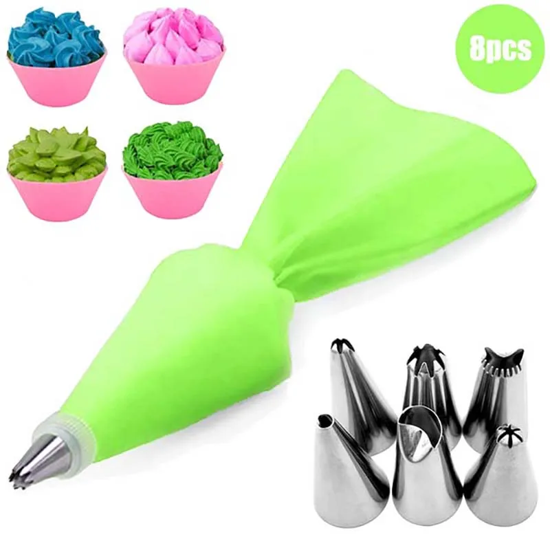 Cake Icing Nozzles Baking Nozzle Set Cake Decorating Nozzle Set Cream Nozzles 8PCS Pastry Tools Accessories Pastry Bag Kitchen Bakery Cupcake Desserts Confectionery Cake Decorating Tools
