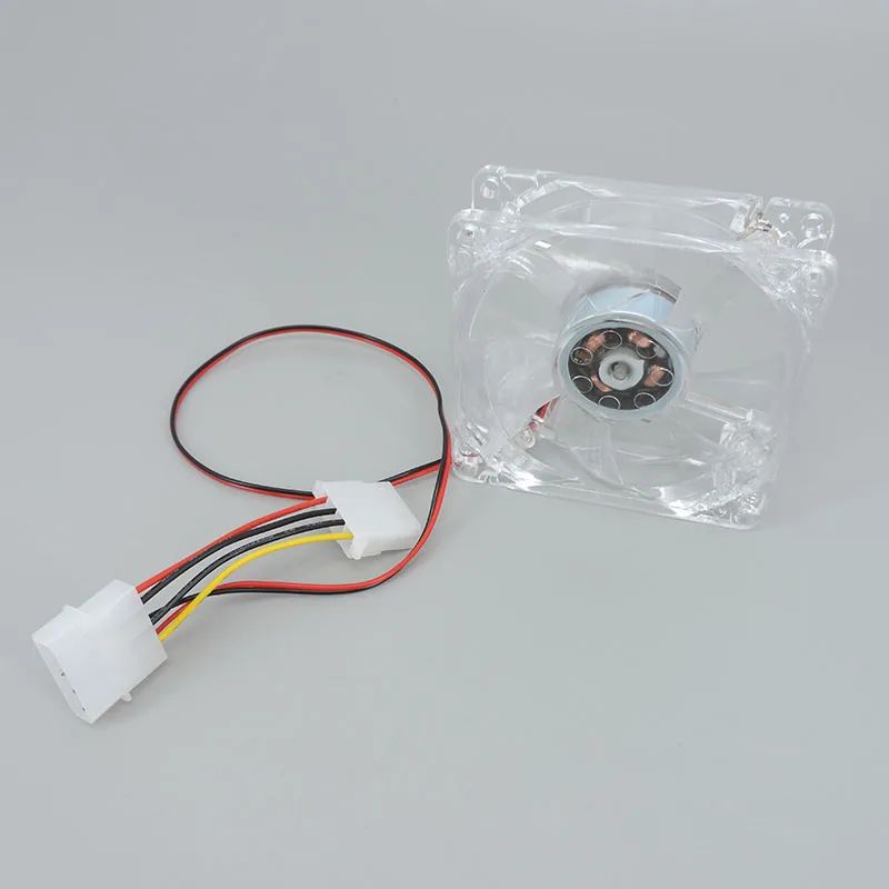 DC 12V 8025 8cm transparent Four colorful 4pin LED Case Brushless Cooling Fan 8080x25mm 8025S 3pin to 4Pin Cooler PC Computer