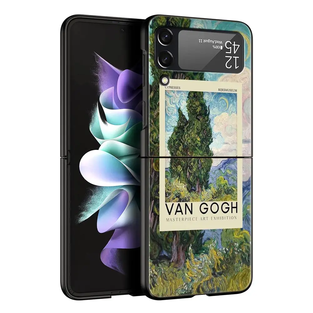 Starry Sky Van Gogh Art Black Hard Folding Phone Case