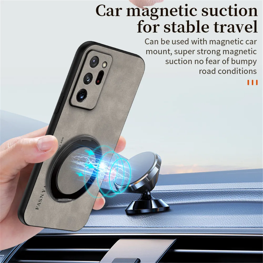 Luxury Sheepskin Leather Magnetic Phone Case with Stand and Shockproof Back Cover