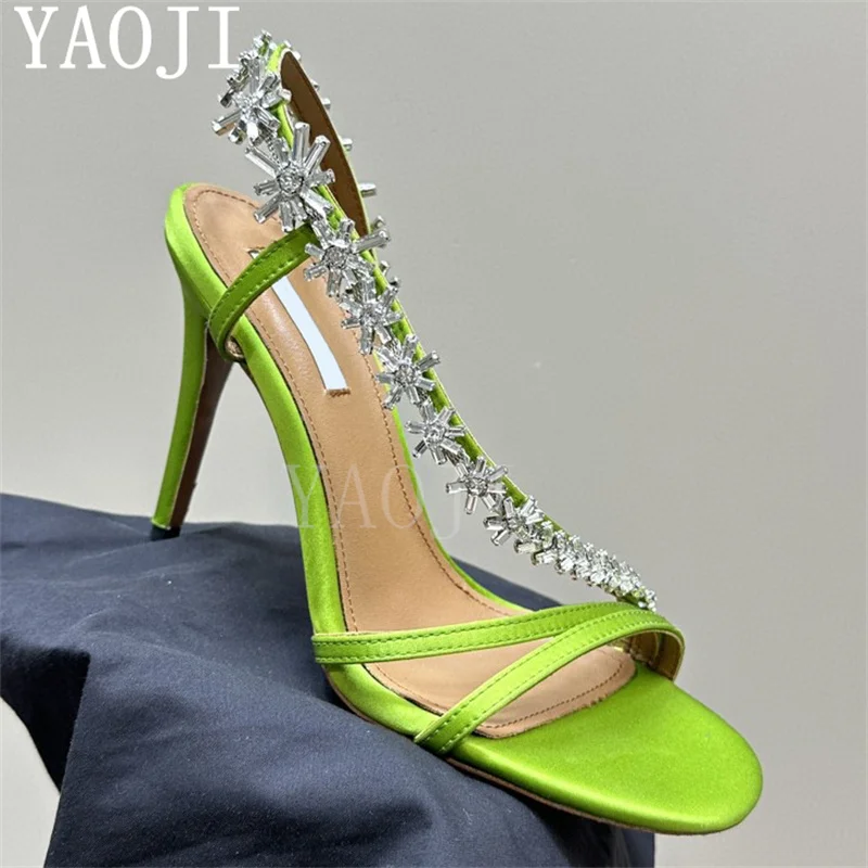 

Sexy High Heels Gladiator Sandals Women Luxury Crystal Flower Wedding Party Shoes Woman Summer Stiletto Sandals Woman