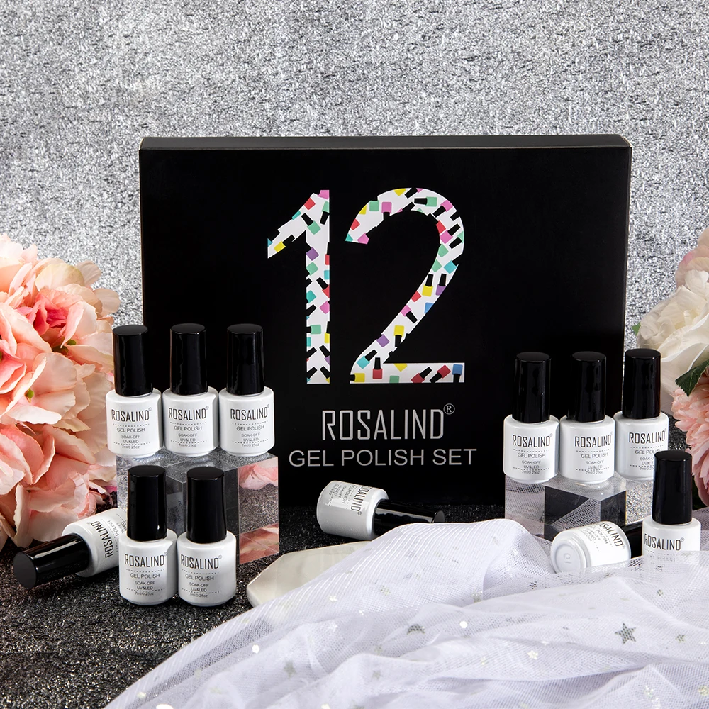 Rosalind Classic Red Series 12Pcs/set Nail Gel Polish Set Bright Nail Art Supplies Cured with UV Lamp Gel Varnish Long Lasting 6