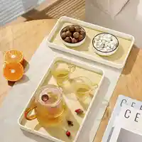 Japanese Decorative Rectangular Tray Plastic Imitation Wood Grain Serving Tray Tea Cup Saucer Fruit Snack Storage Plate Trays 2