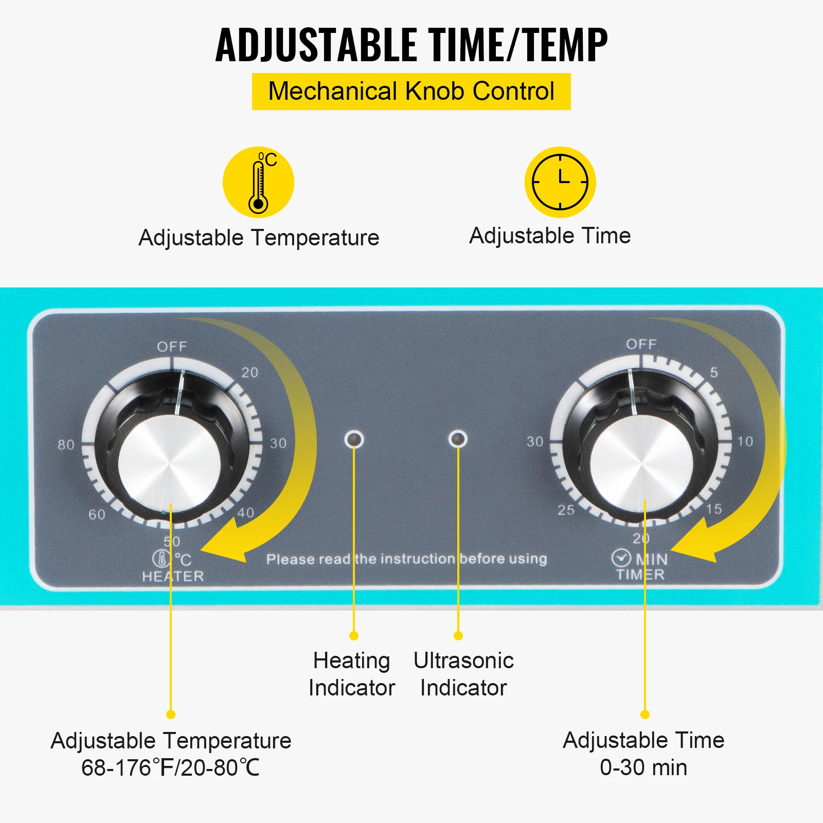 SucceBuy 6L Knob Ultrasonic Vinyl Record Cleaner Portable Washing Machine Ultrasound Dishwasher Contact Lenses Dental Jewelry 5