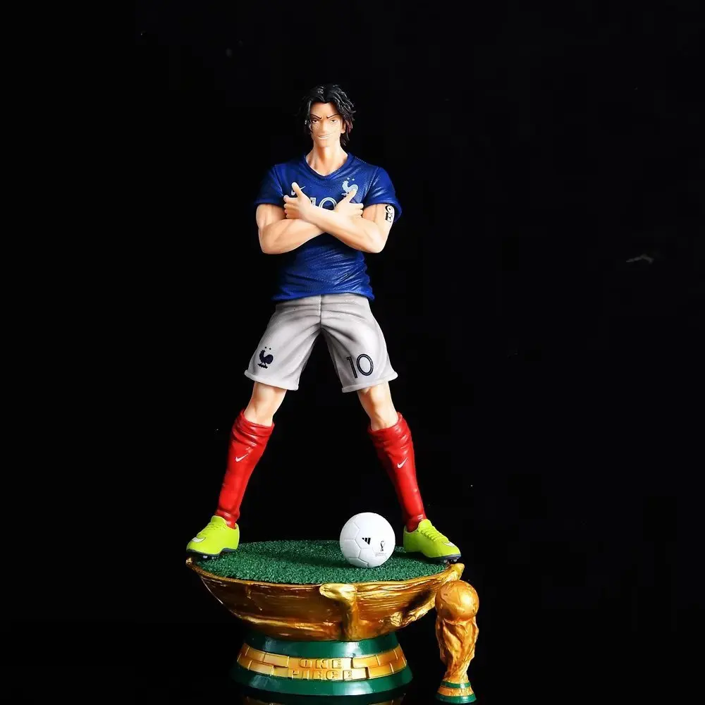 Figura de acción de One Piece de 35 cm con personajes animados de Luffy, Essolon, Sanji, modelo de fútbol, juguete de exhibición, regalo de cumpleaños