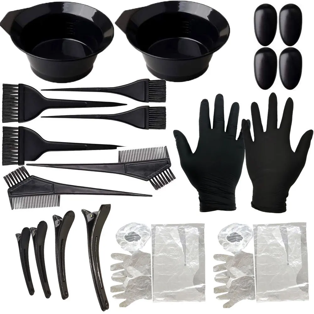 Hair Dyeing Tools Set Home Salon Hair Dyeing Brush Hair Dyeing Cream Bowl Coloring Brush Comb Earcap Clips Dyeing Cape Kits 1