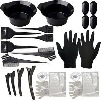 Hair Dyeing Tools Set Home Salon Hair Dyeing Brush Hair Dyeing Cream Bowl Coloring Brush Comb Earcap Clips Dyeing Cape Kits 1