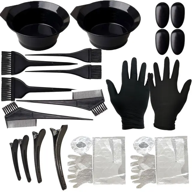 Hair Dyeing Tools Set Home Salon Hair Dyeing Brush Hair Dyeing Cream Bowl Coloring Brush Comb Earcap Clips Dyeing Cape Kits 1