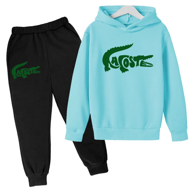 Kids Sports Suit Kids Hoodie Creative Crocodile Sweatshirt Top + Pants 2P Jacket Boys Girls Preschool 3-12 Years Sunny Kids Athleisure Set