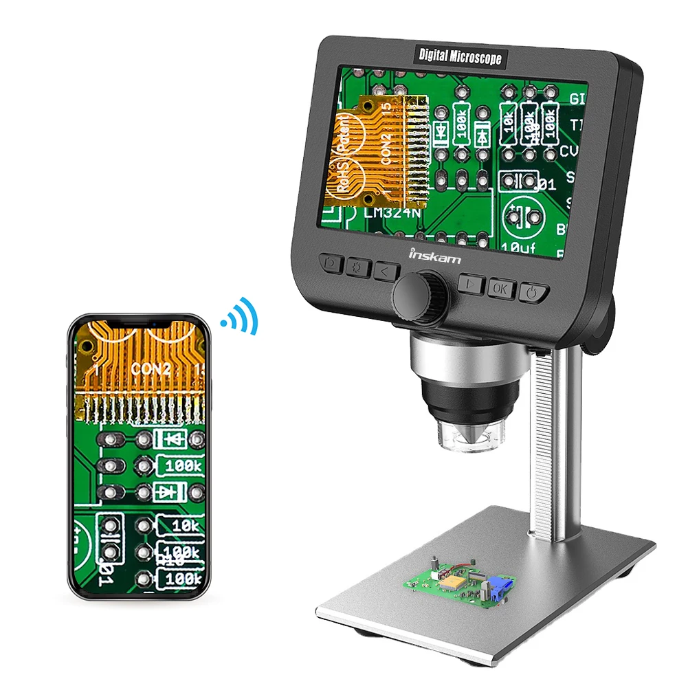 

Inskam317 1000X 8 LED 1080P WiFi Digital Microscope with 4.3" HD IPS Screen