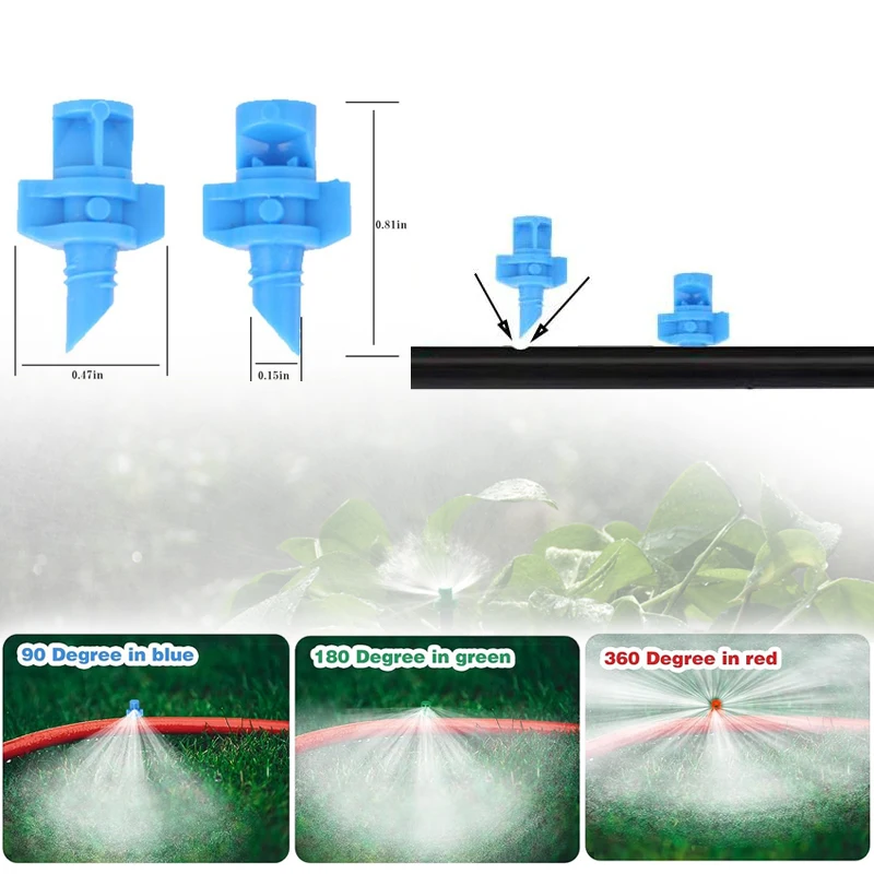 25/50/75pcs Refraction Nozzle Agriculture Irrigation Water Sprinkler 90 180 360Angle Sprayer Head Mist Sprayer for Greenhouse garden sprinkler